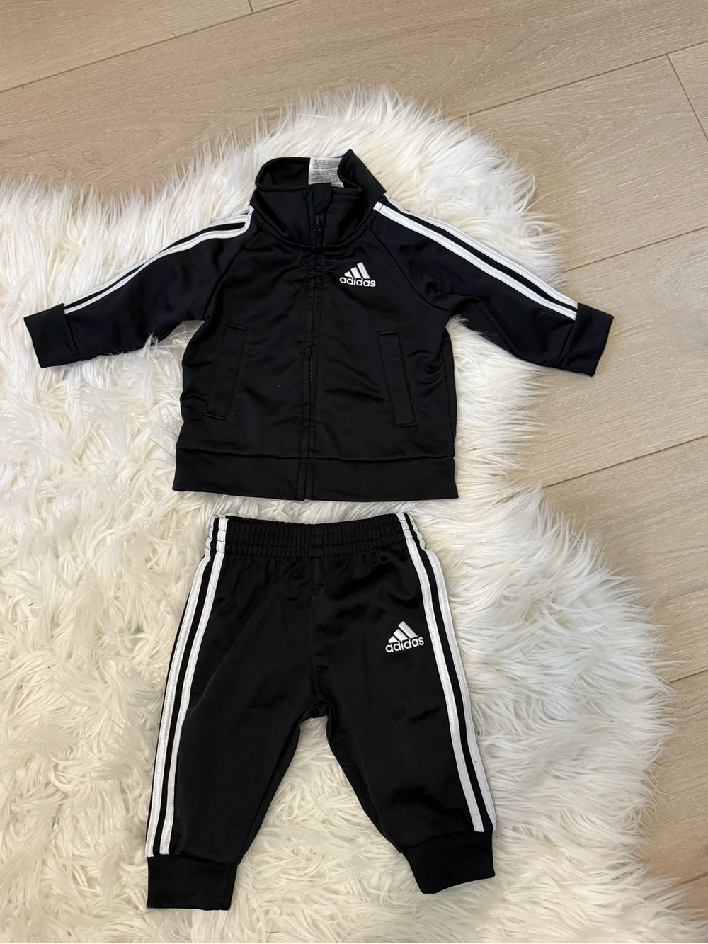 adidas Black & White Infant Track Jacket and Pants Set